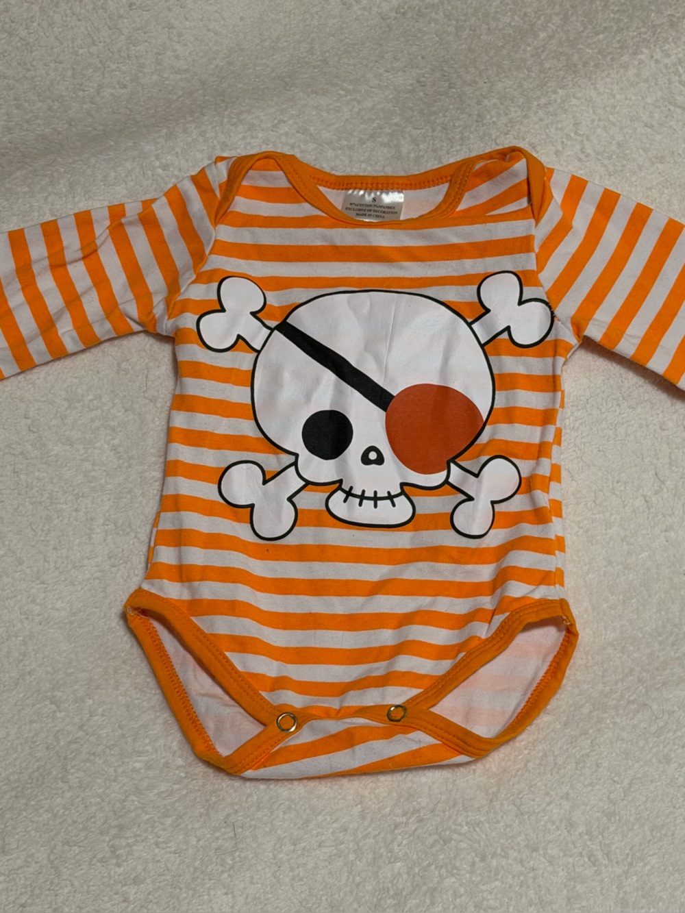 Orange Striped Skull & Crossbones Baby One-Piece